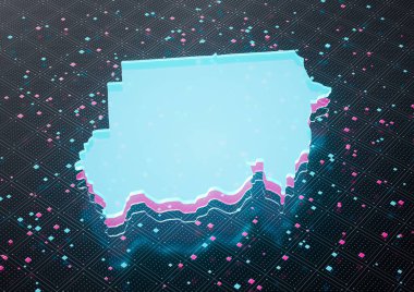 Aydınlatılmış Sudan Veri Haritası Neon Mavisi Kusursuz Şablon Arkaplanı 3B Görüntü