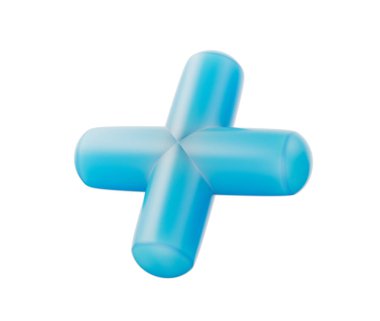 Pürüzsüz, yuvarlak kenarlı, parlak bir kapağı olan 3D mavi artı işareti. 3B Görüntü