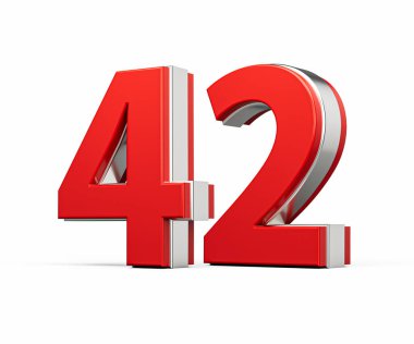 Kalın Kırmızı 42 Numara Metalik Beyaz Arkaplanda 3 boyutlu Görüntü