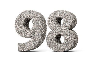 Doksan sekiz numara kaya parçalarından ya da beyaz arkaplandaki mezar taşlarından oluşan 98 basamak.