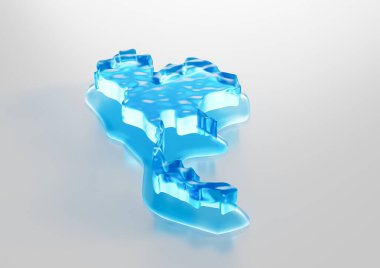 Tayland Küresel Isınma Buzulunun Su Haritası Derin Okyanusta Eriyen Buzul Mavi Su 3D Görüntü