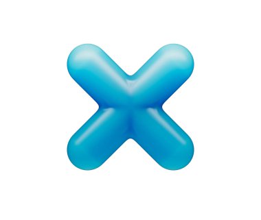 Pürüzsüz, mat mavisi kaplamalı ve yumuşak ışıklandırmalı parlak bir çarpma sembolü. 3d illüstrasyon