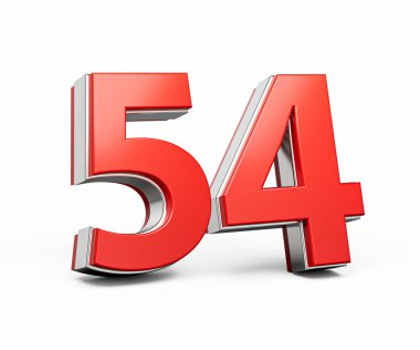 Kalın Kırmızı 54 Numara Metalik Beyaz Arkaplanda 3 boyutlu Görüntü