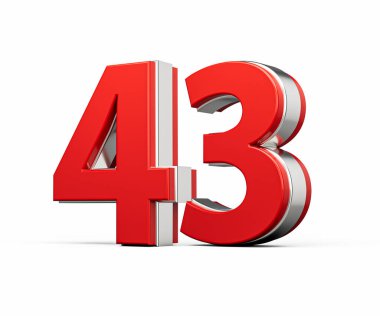 Kalın Kırmızı 43 numara Metalik Arkaplanda 3 boyutlu Görüntü