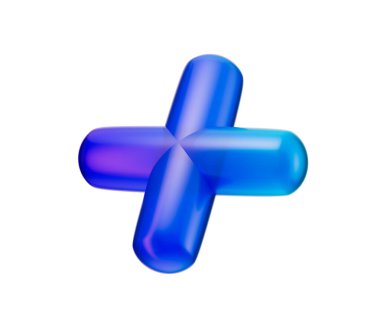 3 boyutlu mavi artı işareti, parlak, eğimli, pürüzsüz kenarlı, yuvarlak kenarlı. 3B Görüntü