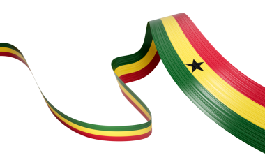 Gana 'nın 3d Bayrağı 3d Parlak Dalgalı Gana Kurdelesi 3d Görüntü