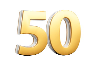 3 Boyutlu Altın Parlak 50 numara Gümüş Çizgili 50 numara