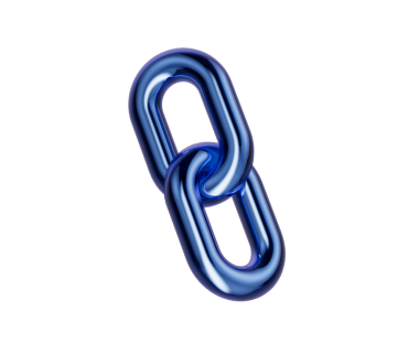 Parlak bir kapağı olan üç boyutlu metalik mavi zincir halkası bağlantıyı ve birliği simgeliyor. 3d illüstrasyon