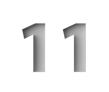 Gri arkaplan resimlerine işlenmiş parlak beyaz 11 numara, ince bir gölge.