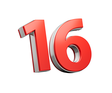 Kalın Kırmızı 16 Numara Metalik Beyaz Arkaplanda 3D Görüntü