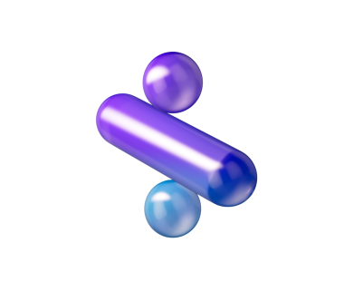 Mor-mavi gradyanı, yumuşak yansımaları ve derinliği olan 3D parlak bölme sembolü. 3B Görüntü