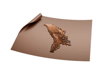 Moldova 'nın Eski Tarz Kahverengi Haritası Açılmamış Harita Kağıt Sayfası 3d Görüntü