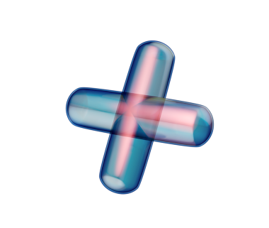 Pürüzsüz, şeffaf, mavi 3D artı işareti parlak, fütüristik ve yansıtıcı bir görünümü var. 3B Görüntü