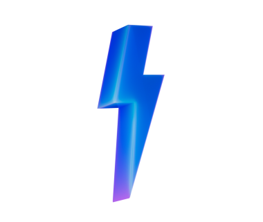 Pürüzsüz, modern ve heyecan verici görünümlü parıldayan bir 3D yıldırım simgesi. 3d illüstrasyon