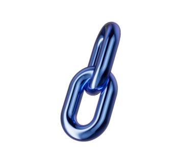 Parlak bir kapağı olan üç boyutlu metalik mavi zincir halkası bağlantıyı ve birliği simgeliyor. 3d illüstrasyon