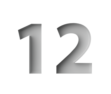 Gri arkaplan resimlerine kabartmalı parlak beyaz 12 numara.