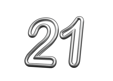 21. madde Gümüş Metalik Beyaz Arkaplan 3B Görüntü