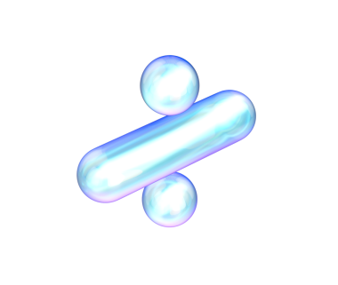 Mavi ve beyaz gradyanı, yumuşak yansımaları ve derinliği olan 3 boyutlu parlak bölme sembolü. 3B Görüntü