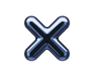 Pürüzsüz yansımaları ve metalik bir kaplaması olan üç boyutlu koyu mavi çarpım sembolü. 3d illüstrasyon