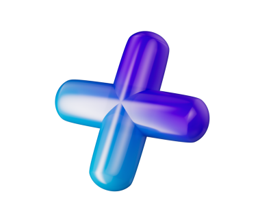 3 boyutlu parlak artı işareti, pürüzsüz kenarları olan mavi ve mor bir gradyan. 3B Görüntü