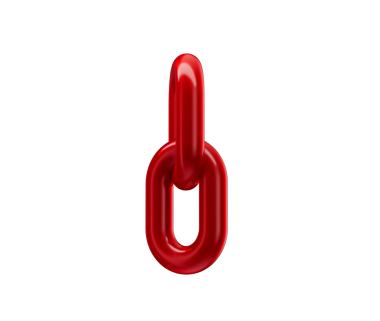 Üç boyutlu kırmızı zincir halka simgesi, parlak bir bitiş ile bağlantı ve birliği sembolize ediyor. 3d illüstrasyon