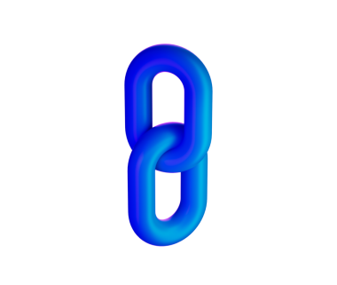 3D Mavi zincir halka simgesi, parlak bir bitiş ile bağlantı ve birliği sembolize ediyor. 3d illüstrasyon