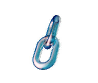 Mavi ve pembe renklerle üç boyutlu şeffaf zincir halkası, bağlantıyı ve birliği simgeliyor. 3d illüstrasyon