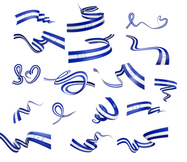 Siyah 3d Görüntü Üzerine Farklı Honduras Dalgalı Soyut Kurdele Bayrakları