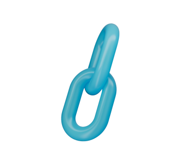 3D Mavi zincir halka simgesi, parlak bir bitiş ile bağlantı ve birliği sembolize ediyor. 3d illüstrasyon