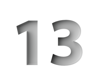 Gri arkaplan resimlerine işlenmiş ince gölgeli parlak beyaz 13 numara.