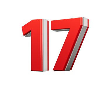 Kalın Kırmızı 17 Numara Metalik Beyaz Arkaplanda 3 boyutlu Görüntü