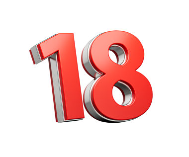 Kalın Kırmızı Numara 18 Metalik Beyaz Arkaplanda 3 boyutlu Görüntü