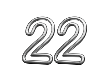 22 Numara: Gümüş Metalik Beyaz Arkaplan 3B Görüntü