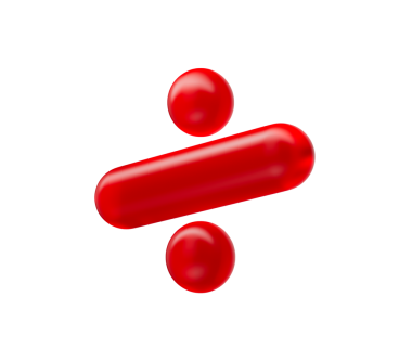 3 boyutlu parlak kırmızı bölme sembolü, parlak ve modern yansıtıcı bir görünüme sahip. 3d illüstrasyon