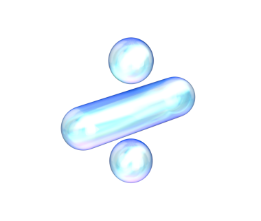 Mavi ve beyaz gradyanı, yumuşak yansımaları ve derinliği olan 3 boyutlu parlak bölme sembolü. 3B Görüntü