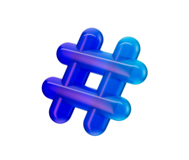 Sosyal medyayı ve çevrimiçi bağlantıyı temsil eden parlak mavi bir 3D hashtag sembolü. 3B Görüntü