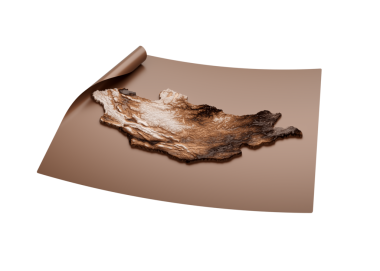 Moğolistan 'ın Eski Tarzının Haritası Açık Haritada Kahverengi Kağıt Kağıt Kağıt Tabaka 3D Görüntü