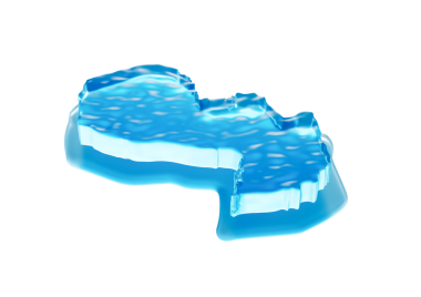 Paraguay Küresel Isınma Buzullarının Su Haritası Derin Okyanusta Eriyen Buzullar Mavi Su 3D İllüstrasyon