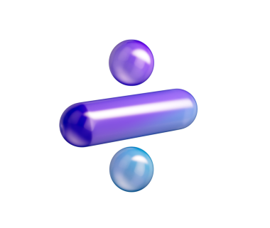 Mor-mavi gradyanı, yumuşak yansımaları ve derinliği olan 3D parlak bölme sembolü. 3B Görüntü