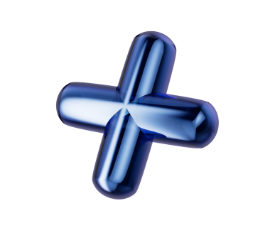 Pürüzsüz, yansıtıcı metalik yüzeyi ve yuvarlak kenarları olan 3D mavi artı sembol. 3d illüstrasyon