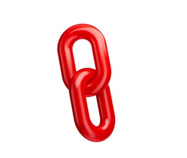 Üç boyutlu kırmızı zincir halka simgesi, parlak bir bitiş ile bağlantı ve birliği sembolize ediyor. 3d illüstrasyon