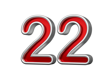 Canlı kırmızı 22 numara Metalik Parıltılı ve kıvrımlı kenarlı, 3 boyutlu illüstrasyon