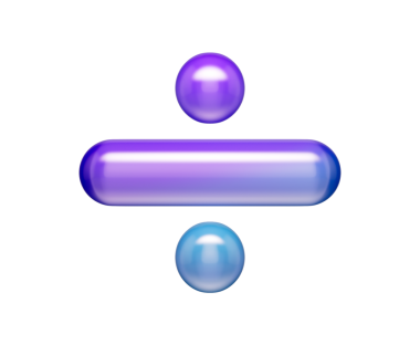 Mor-mavi gradyanı, yumuşak yansımaları ve derinliği olan 3D parlak bölme sembolü. 3B Görüntü