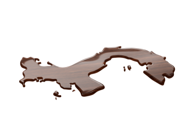 Tahta zeminde şeffaf Sıvı Suyundan yapılmış Panama Haritası Su Kaydet 3 boyutlu Görüntü