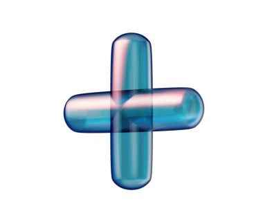 Pürüzsüz, şeffaf, mavi 3D artı işareti parlak, fütüristik ve yansıtıcı bir görünümü var. 3B Görüntü