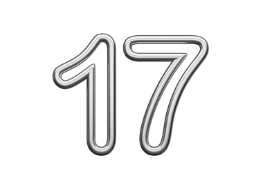 17 Numara Gümüş Metalik Beyaz Arkaplan 3D Görüntü