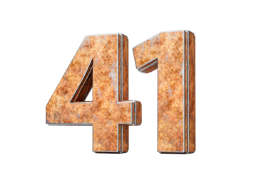 Kırk bir numara kırk bir numara eski paslı demir metalden yapılmış beyaz arka plan üç boyutlu görüntü