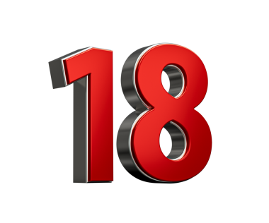 Koyu kırmızı 18 numara Parlak Metalik Beyaz Arkaplan 3D Görüntü