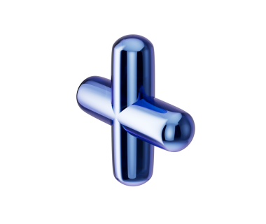 Pürüzsüz, yansıtıcı metalik yüzeyi ve yuvarlak kenarları olan 3D mavi artı sembol. 3d illüstrasyon