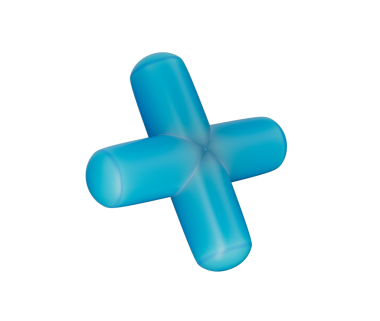 Pürüzsüz, yuvarlak kenarlı, parlak bir kapağı olan 3D mavi artı işareti. 3B Görüntü